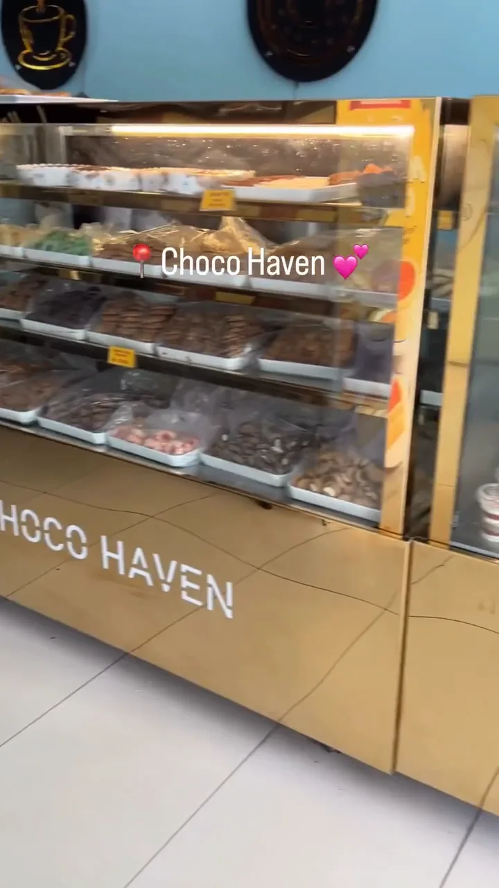 The Choco Haven display case filled with cakes and desserts