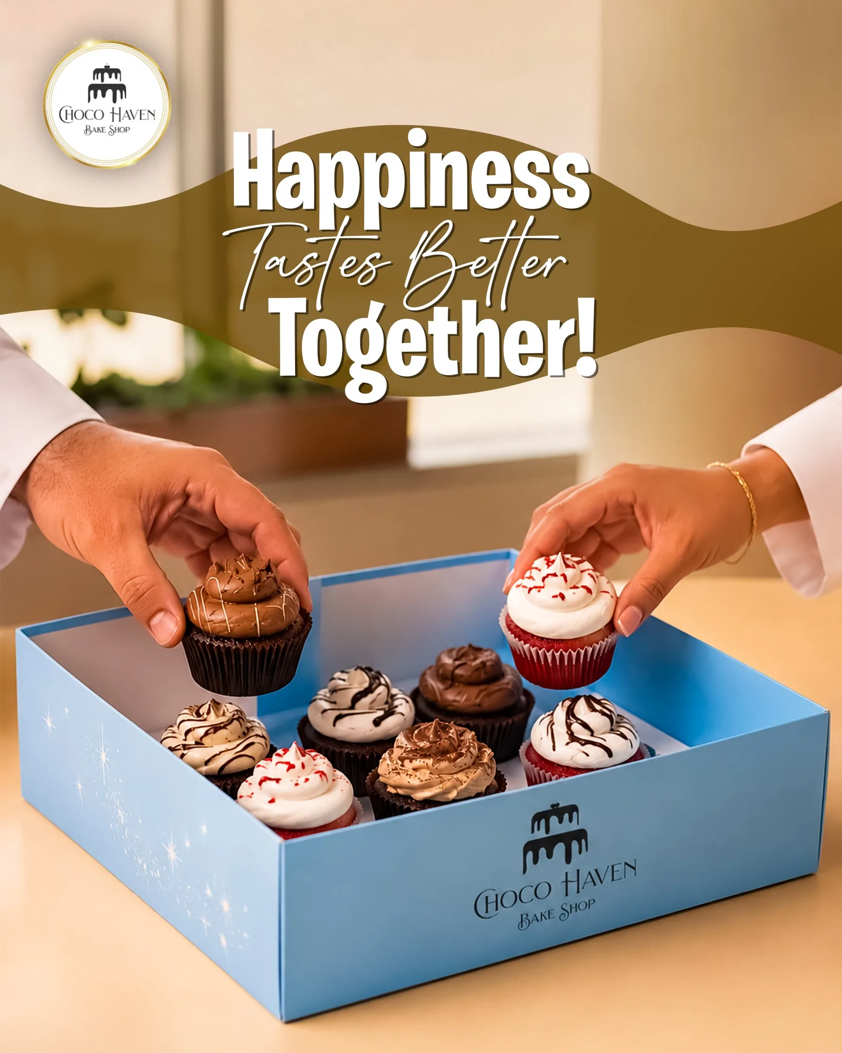 People sharing Choco Haven cupcakes