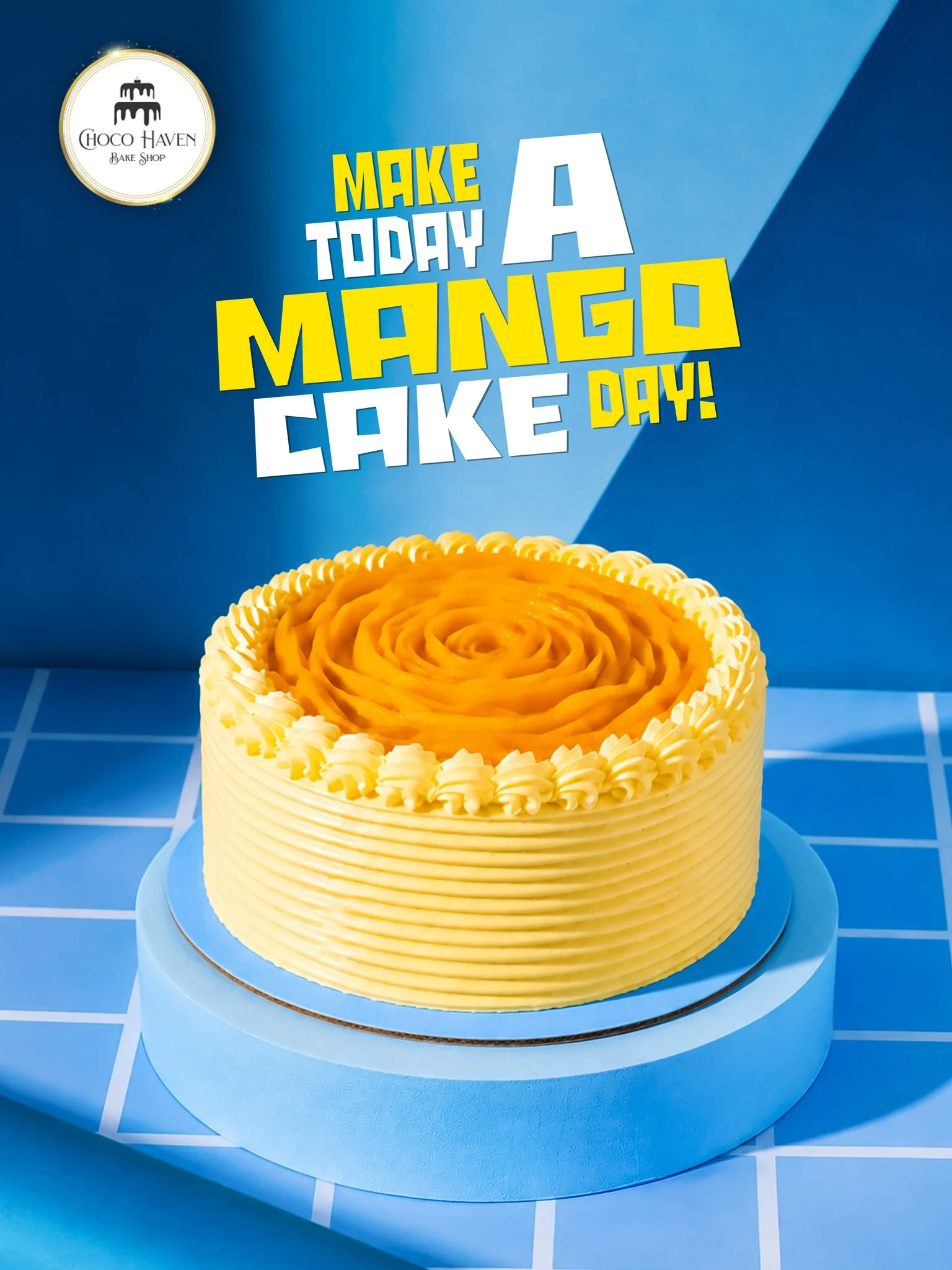 Bright mango celebration cake
